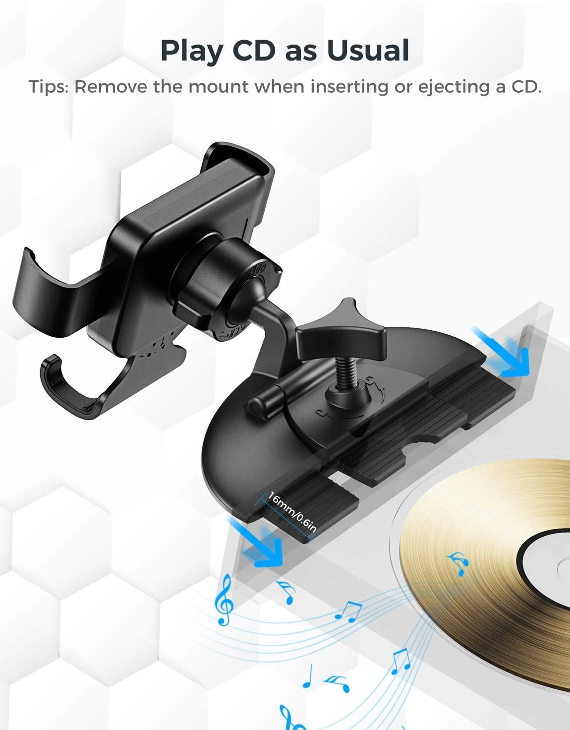 Mpow 135A CD Slot Phone Holder 6 Mpow 135A CD Slot Phone Holder - Image 4