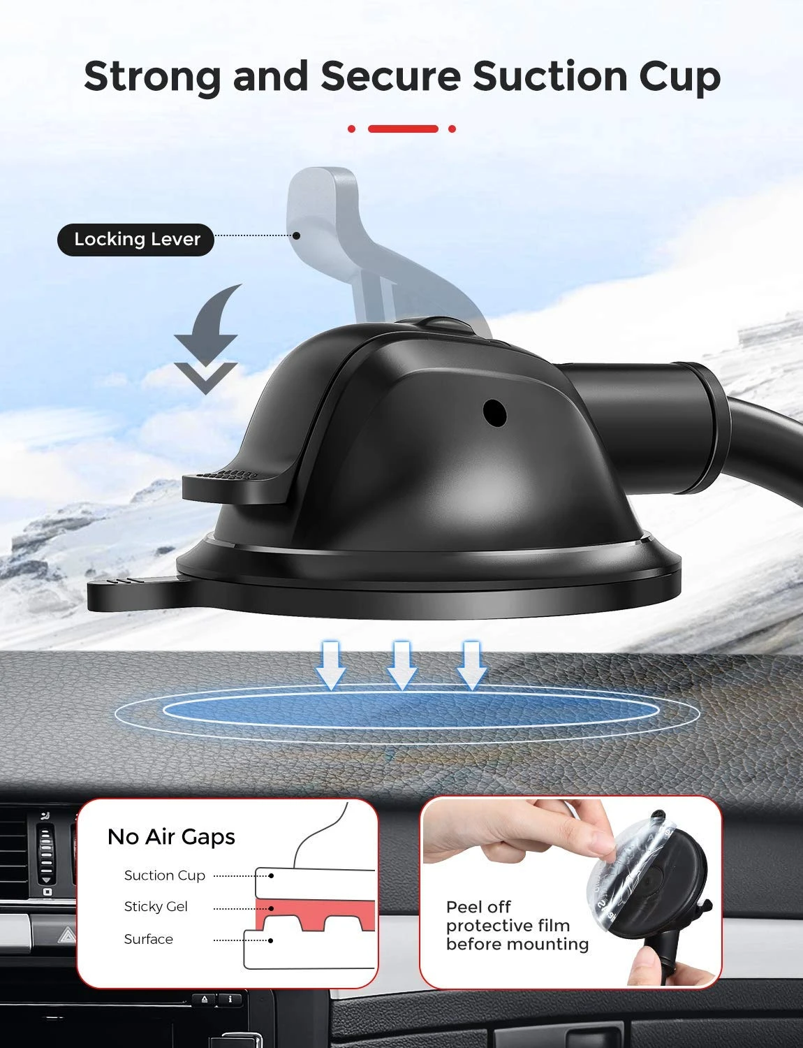 MPOW 139A Car Phone Mount Long Arm Dashboard & Windshield Car Phone Holder (tiktok) 6 MPOW 139A Car Phone Mount Long Arm Dashboard & Windshield Car Phone Holder (tiktok) - Image 4