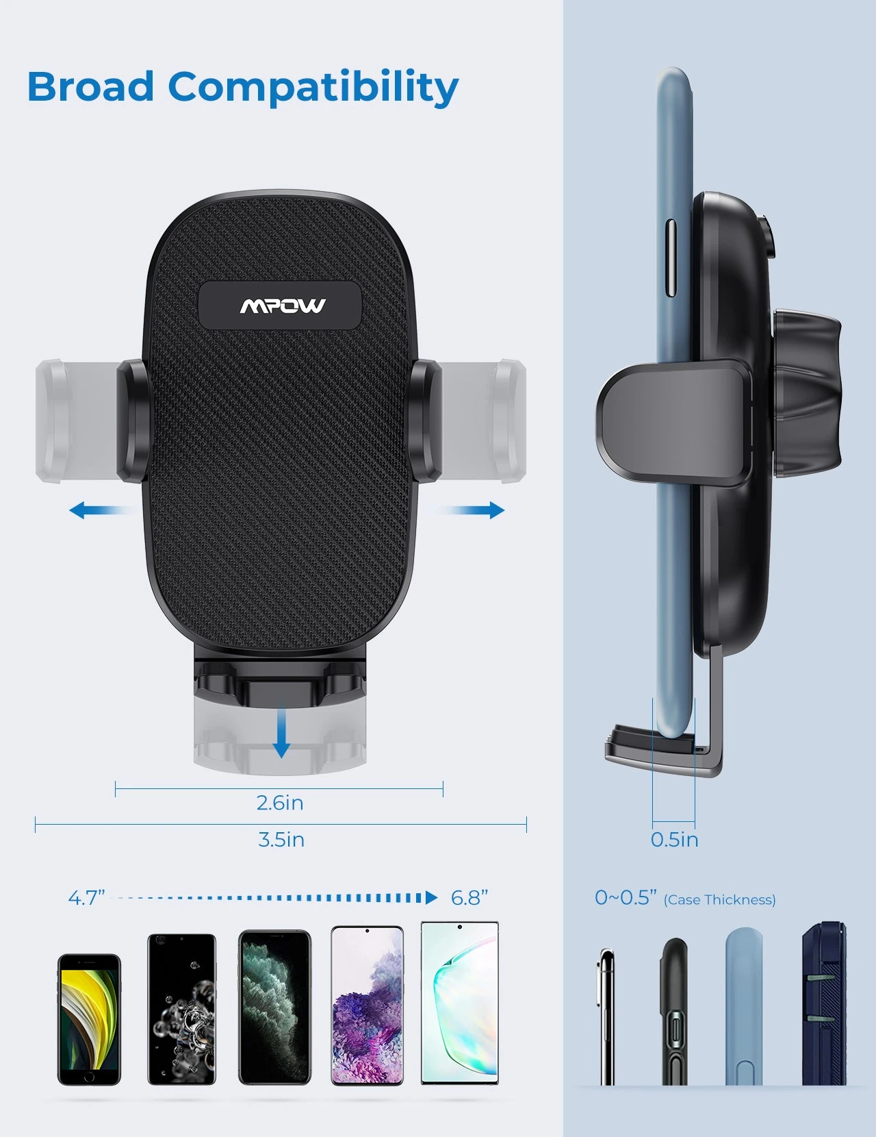 Mpow 155A Car Phone Mount For Dashboard Windshield Air Vent 6 Mpow 155A Car Phone Mount For Dashboard Windshield Air Vent - Image 4