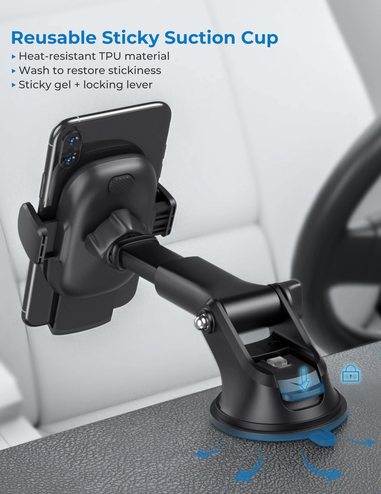 Mpow 155A Car Phone Mount For Dashboard Windshield Air Vent 4 Mpow 155A Car Phone Mount For Dashboard Windshield Air Vent - Image 2