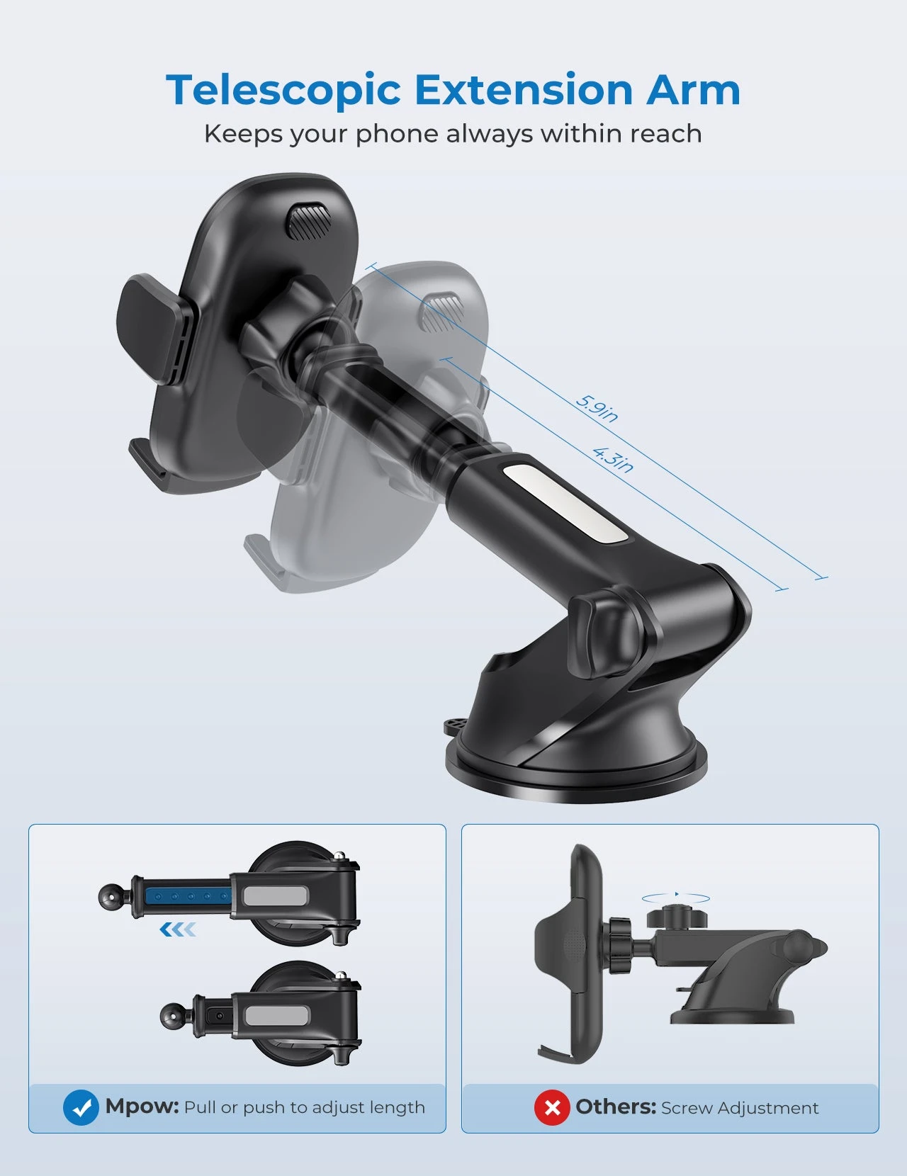 Mpow 155A Car Phone Mount For Dashboard Windshield Air Vent 7 Mpow 155A Car Phone Mount For Dashboard Windshield Air Vent - Image 5