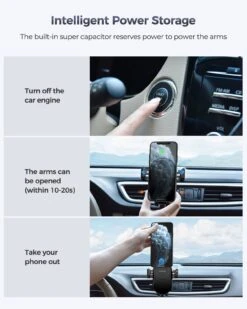 Mpow CA164A Wireless Car Charger, 10W/7.5W/5W, Auto-Clamping -MPOW SHOP MPCA164AB EN B04 201023