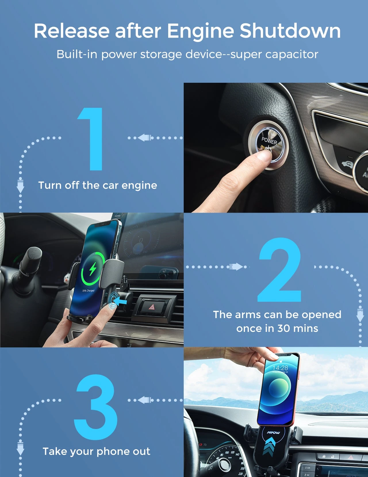 Mpow CA166A Wireless Car Charger 10 Mpow CA166A Wireless Car Charger - Image 8