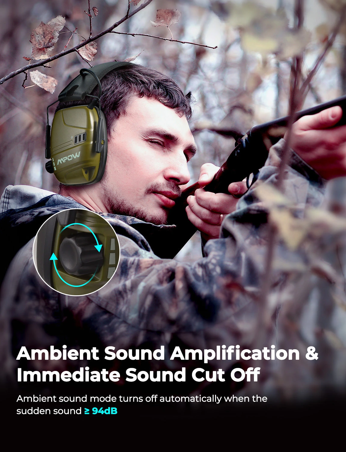 MPOW HP094B Electronic Shooting Earmuffs, Rechargeable, NRR 22dB 8 MPOW HP094B Electronic Shooting Earmuffs, Rechargeable, NRR 22dB - Image 6