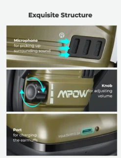MPOW HP094B Electronic Shooting Earmuffs, Rechargeable, NRR 22dB 12 MPOW HP094B Electronic Shooting Earmuffs, Rechargeable, NRR 22dB -MPOW SHOP MPHP094BG EN 05 191220