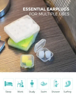 MPOW HP112A Swimming Earplugs 20 Pairs For Kids, Includes 2 Portable Case -MPOW SHOP MPHP112AG B1 V01 190806