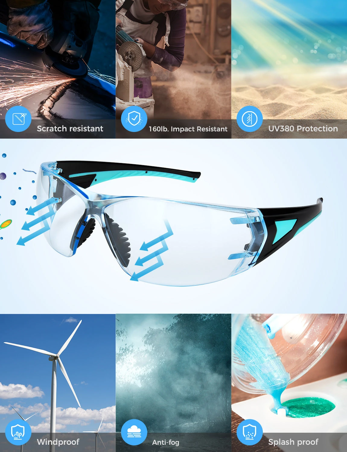 MPOW HP155A Safety Glasses, Anti Scratch And UV Protection 6 MPOW HP155A Safety Glasses, Anti Scratch And UV Protection - Image 4