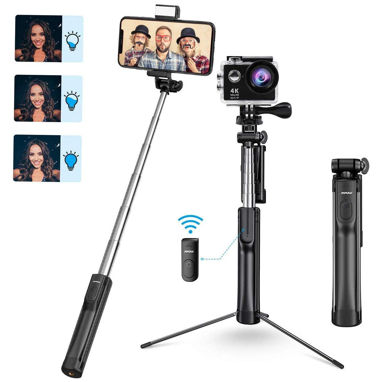 MPOW PA168A Selfie Stick With Fill Light 3 MPOW PA168A Selfie Stick With Fill Light