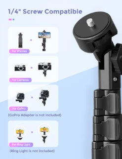 MPOW 62" Selfie Stick Tripod, Bluetooth Remote ,Lightweight, 360° Rotation 194AB -MPOW SHOP MPPA194BB B6 V01 200915