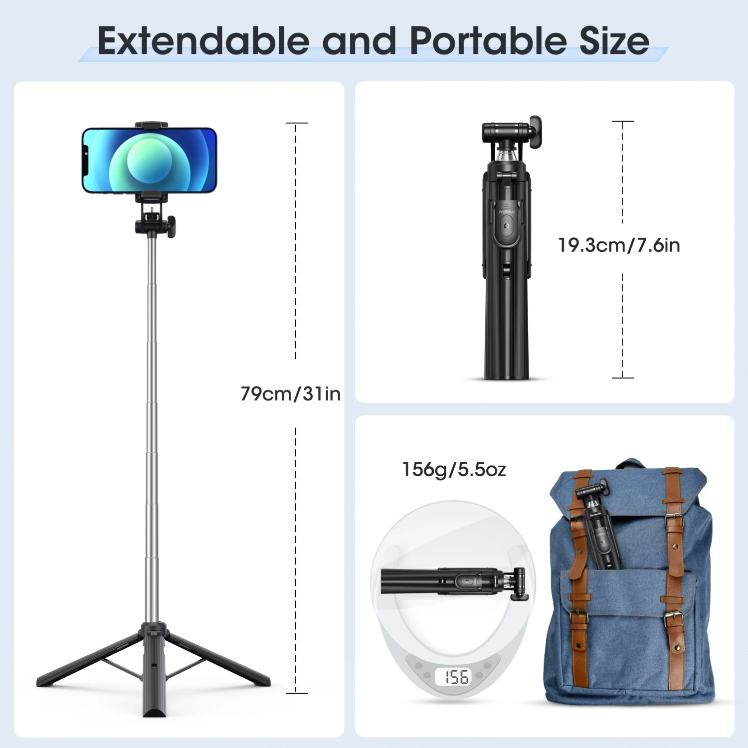 Mpow All In One Extendable Phone Tripod Stand With Bluetooth Remote,Stable Bracket 11 Mpow All In One Extendable Phone Tripod Stand With Bluetooth Remote,Stable Bracket - Image 9