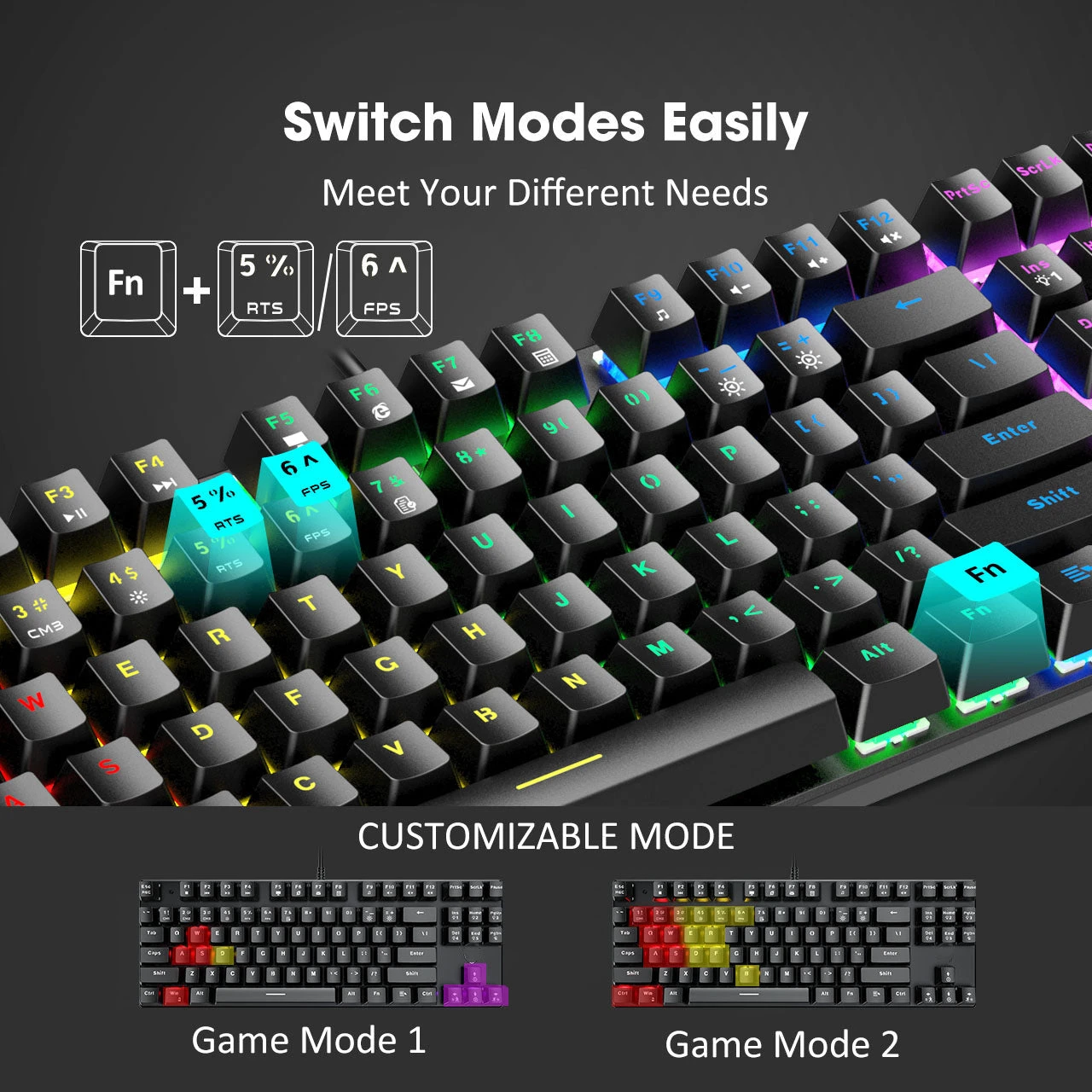 PC244A Mechanical Gaming Keyboard With Blue Switches-Black 5 PC244A Mechanical Gaming Keyboard With Blue Switches-Black - Image 3