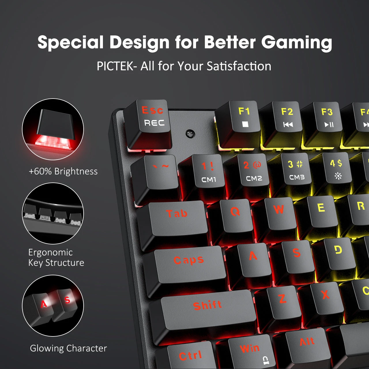 PC244A Mechanical Gaming Keyboard With Blue Switches-Black 8 PC244A Mechanical Gaming Keyboard With Blue Switches-Black - Image 6