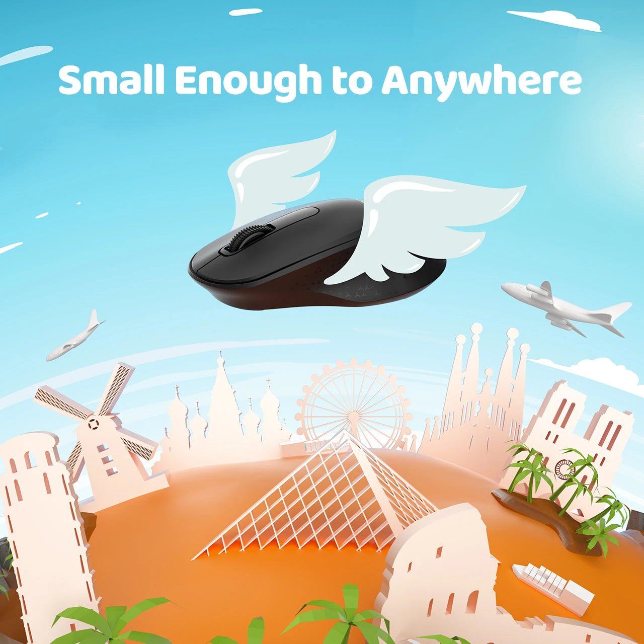 Mini Ergonomic Wireless Mouse 2.4G, Black 4 Mini Ergonomic Wireless Mouse 2.4G, Black - Image 2