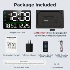 Mpow 16" Large Digital Wall Clock Black -MPOW SHOP a8d244c8a3c6903f1d32f311b23ac2bb