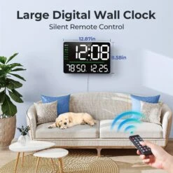 Mpow 16" Large Digital Wall Clock Black